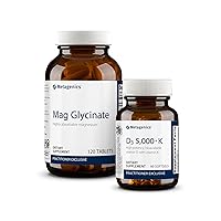 Metagenics Essential Wellness Duo: D3 5,000 + K - for Immune Support, Bone Health & Heart Health & Highly Absorbable Magnesium Glycinate for Muscle Relaxation and Nervous System Support