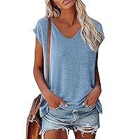 Womens V Neck Tshirts Cute Oversized Cute T Shirts Summer Cap Sleeve Casual Tops Trendy Basics Tees 2024