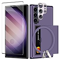 SAMONPOW for Samsung Galaxy S23 Ultra Case with Screen Protector + Camera Cover +Lanyard [5 in 1] Samsung Galaxy S23 Ultra Wallet Case Card Holder Shockproof Phone Case for Samsung Galaxy S23 Ultra