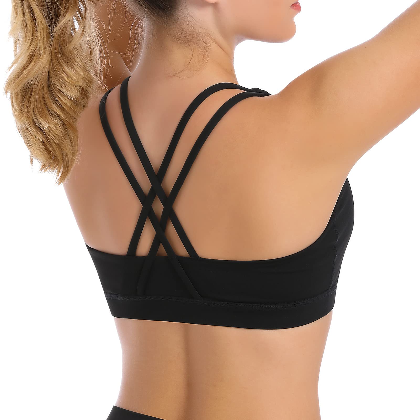 Sports Bra For Women, Criss-cross Back Padded Strappy Sports Bras Medium  Support Yoga Bra With Removable Cups