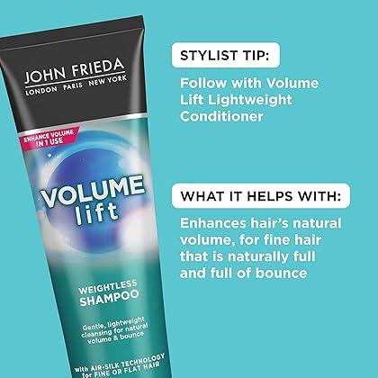 John Frieda Volume Lift Lightweight Shampoo and Conditioner Set for Natural Fullness, Volumizing Shampoo and Conditioner for Fine or Flat Hair, Safe for Color-Treated Hair, 8.45 Ounces