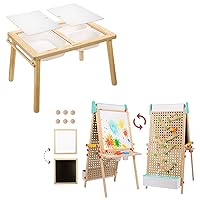 Kids Table and Easel Wooden Marble Run for Play Study