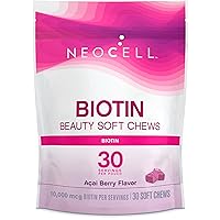 Biotin Beauty Soft Chews, For Healthy Skin, Hair, Nails, Energy Support Supplement, Acai Berry Flavor, Soft Chews, 30 Count, 1 Bag