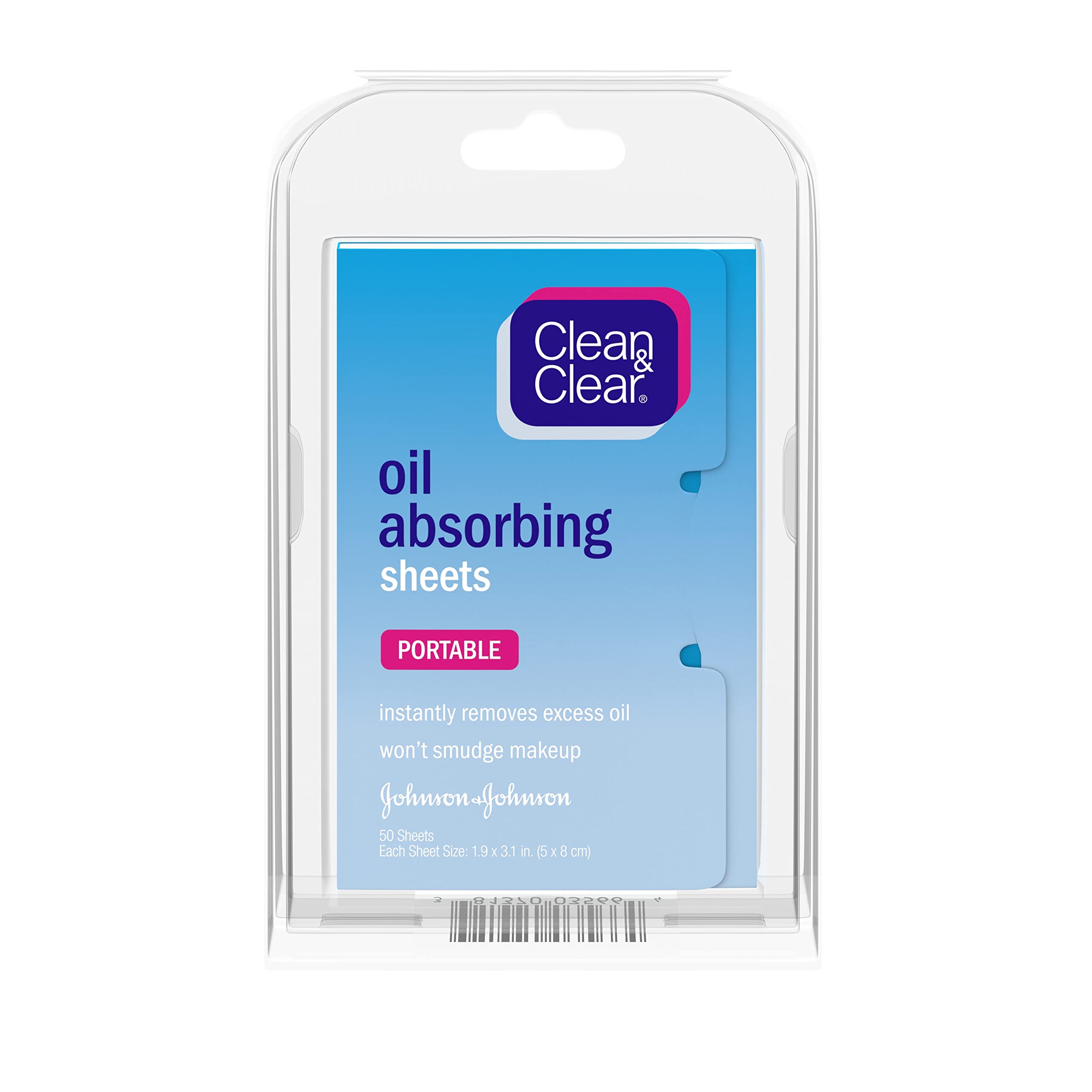 Clean & Clear Oil Absorbing Facial Sheets, Portable Blotting Papers for Face & Nose, Blotting Sheets for Oily Skin to Instantly Remove Excess Oil & Shine, Absorbing Blotting Papers, 50 ct (Pack of 6)