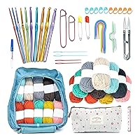 50Pcs Crochet Hooks Set with Storage Case, Crochet Needle for Bag, Gloves, Sock Knitting Accessories
