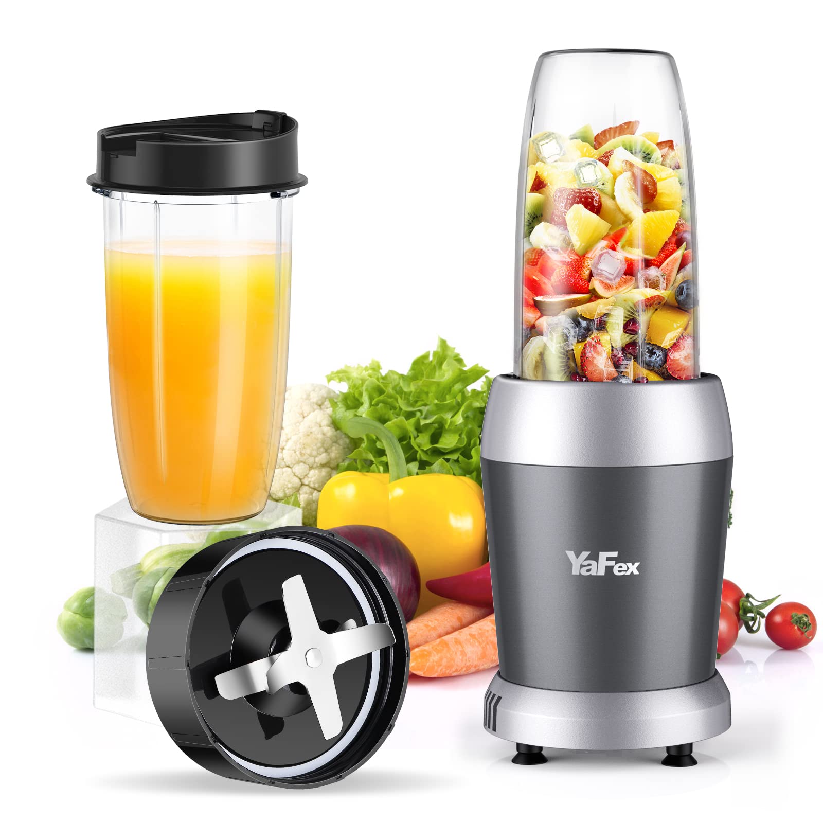 Mua YaFex Personal Blender for Shakes and Smoothies, 700W 6-Blade Smoothie  Blender for Frozen Fruit and Ice, with 1 28 Oz Travel Bottle, 1 To-Go Lid,  BPA Free & Dishwasher Safe (Gray/Silver)