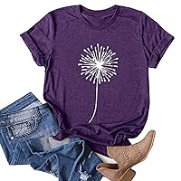 Spring Tops for Women 2024,Summer Fashion Sunflower Tops Shirts Casual Short Sleeve Round Neck Tunic Blouse Tees Flowy Shirts for Women Basic Tees for Women Womens Shirts and Blouses ZL129