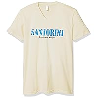 Santorini Graphic Printed Premium Tops Fitted Sueded Short Sleeve V-Neck T-Shirt