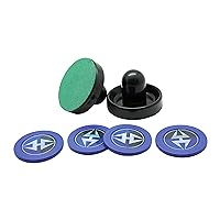 Hathaway Arcade Air Hockey 3.75-in Strikers and 2.87-in Pucks - Black and Blue