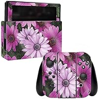MightySkins Glossy Glitter Skin for Nintendo Switch - Purple Flowers | Protective, Durable High-Gloss Glitter Finish | Easy to Apply, Remove, and Change Styles | Made in The USA