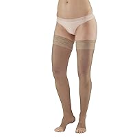 Ames Walker AW Style 45 Sheer Support 15-20 mmHg Moderate Compression Open Toe Thigh High Stockings w/Top Band Nude XXLarge