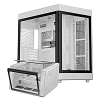 GAMDIAS RGB Dual-Chamber Panoramic Tempered Glass PC Case with Two-Way Orientaton and One-Touch Open, Full Tower Case for Gaming