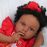Reborn Baby Dolls Black Girl, 20 Inch Realistic Newborn Baby Dolls That Look Real, Vinyl African American Reborn Baby Doll with Soft Body Best Gift for Kids Age 3+