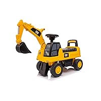 BEST RIDE ON CARS - CAT Excavator (Licensed) Push Car with Under-The-Seat Storage, Steering Wheel Music & Horn Sounds, Sturdy Backrest, and Functional Front Bucket for Hours of Fun! - CATEX_Push_F2F