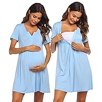Ekouaer Labor and Delivery Gown, Nursing Nightgown, Maternity Nightgowns for Hospital Short Breastfeeding Nightgown S-XXL