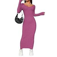 Solid Ribbed Knit Bodycon Dress
