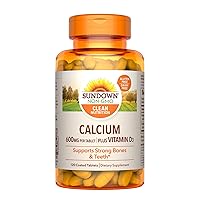 Sundown Calcium Vitamin D3 Tablets, Supports Immune and Bone Health, 600mg Calcium, 250IU Vitamin D3, 120 Coated Tablets