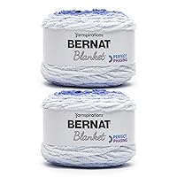 Bernat Blanket Perfect Phasing Dark Blue Cake Yarn - 2 Pack of 10.56oz/299.37g - 100% Polyester - #6 Super Bulky - 220 Yards for Knitting, Crocheting, Crafts & Amigurumi, Chunky Chenille Yarn