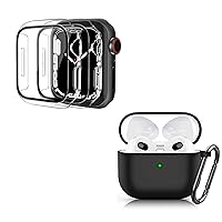 Ailun AirPods 3 Case Cover with Keychain Neck and Apple Watch Series 8 & 7 [45mm] case 2 Pack Clear