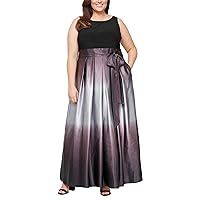 Women's Plus Size Sleeveless Long Satin Party Dress with Pockets