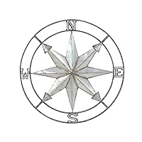 Metal Compass Home Wall Decor Wall Sculpture with Distressed Copper Like Finish, Wall Art 35
