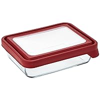Anchor Hocking TrueSeal Glass Food Storage Container with Lid, Cherry, 6 Cup -