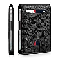 RUNBOX Slim Money Clip Wallets for Men RFID Blocking 11 Card Holder Minimalist Small Leather Bifold Men's Front Pocket Wallet Gift Box