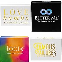 Better Me Personal Development & Relationships Super Pack Board Game, Love Bombs Kindness Cards, Topix Conversation Cards & Famous Failures Card Game