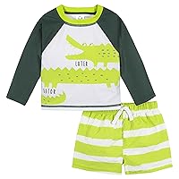 Boys' Toddler Long Sleeved Rashguard Swim Bathing Suit Set