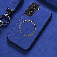 Suede Leather Magnetic Wireless Charge Case for Samsung S23 S22 S21 FE S20 S10 Plus Ultra Note 20 10 Pro A52 A72 A32,Blue,for S21 Plus