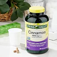 Spring Valley Cinnamon Dietary Supplement, 1000 mg, 400 Vegetarian Capsules Includes + EDLVS Sticker
