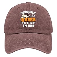 Cornhole and Beer That's Why I'm Here Trucker Hat Cute Hat Pigment Black Trucker Hats Women Gifts for Son Golf Cap