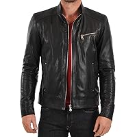 Men's Leather Jacket Stylish Genuine Lambskin Motorcycle Bomber Biker MJ61