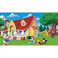 RoomMates JL1222M Mickey & Friends Chair Rail Prepasted Mural 6' X 10.5' -Ultra-Strippable Water Activated Removable Wall Mural-10.5 6 ft, Green