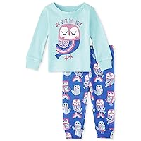 The Children's Place Baby Toddler Girls Long Sleeve Top and Pants Snug Fit 100% Cotton 2 Piece Pajama Set