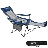 #WEJOY 2-in-1 Reclining Camping Chair, Lightweight Folding Camping Chair with Adjustable Backrest & Footrest, Camping Lounge Chair with Headrest, Cup Holder, Storage Bag, for Beach, Lawn, Concert