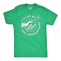 Mens Fueled by Beer and Shenanigans Tshirt Funny Saint Patrick's Day Parade Drinking Graphic Novelty Tee for Guys