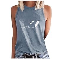 Womens Casual Tank Tops Loose Graphic Comfy Tank Shirts Summer Basic T-Shirts Sleeveless Blouse Fashion Tunic Tops