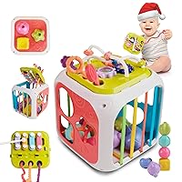 7 in 1 Baby Toys 6 to 12 months Activity Cube Montessori Toys for 1 2 Year Old Boy Girl shape sorter Baby toys 12-18 months learning educational Christmas Birthday Gifts for 1 2 years old boys girls