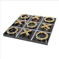 Tic Tac Toe Board Game | Beautiful Decorative Acccent for Home Decoration Coffee Table Top Decoration | Fun Playing Abstract Strategy Party Indoor & Outdoor XO (Black Marble Base)
