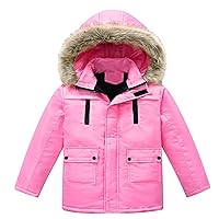 Kids Boys Girls Winter Thicken Coat With Pocket Hooded Jacket Toddler Windproof Zipper Thick Warm Kids Fall Jacket