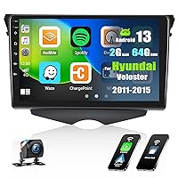 [2G+32G]Android 13 Car Stereo for Hyundai Veloster 2011-2015 with Wireless Apple Carplay Android Auto,9'' HD Touchscreen Car Radio with Mirror link WiFi GPS Navigation Bluetooth FM/RDS SWC+Rear Camera