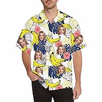 Custom Tropical Floral Hawaiian Shirt with Face for Men Personalized BF Husband’s Photo Men Aloha Beach Fruit Flower Shirts