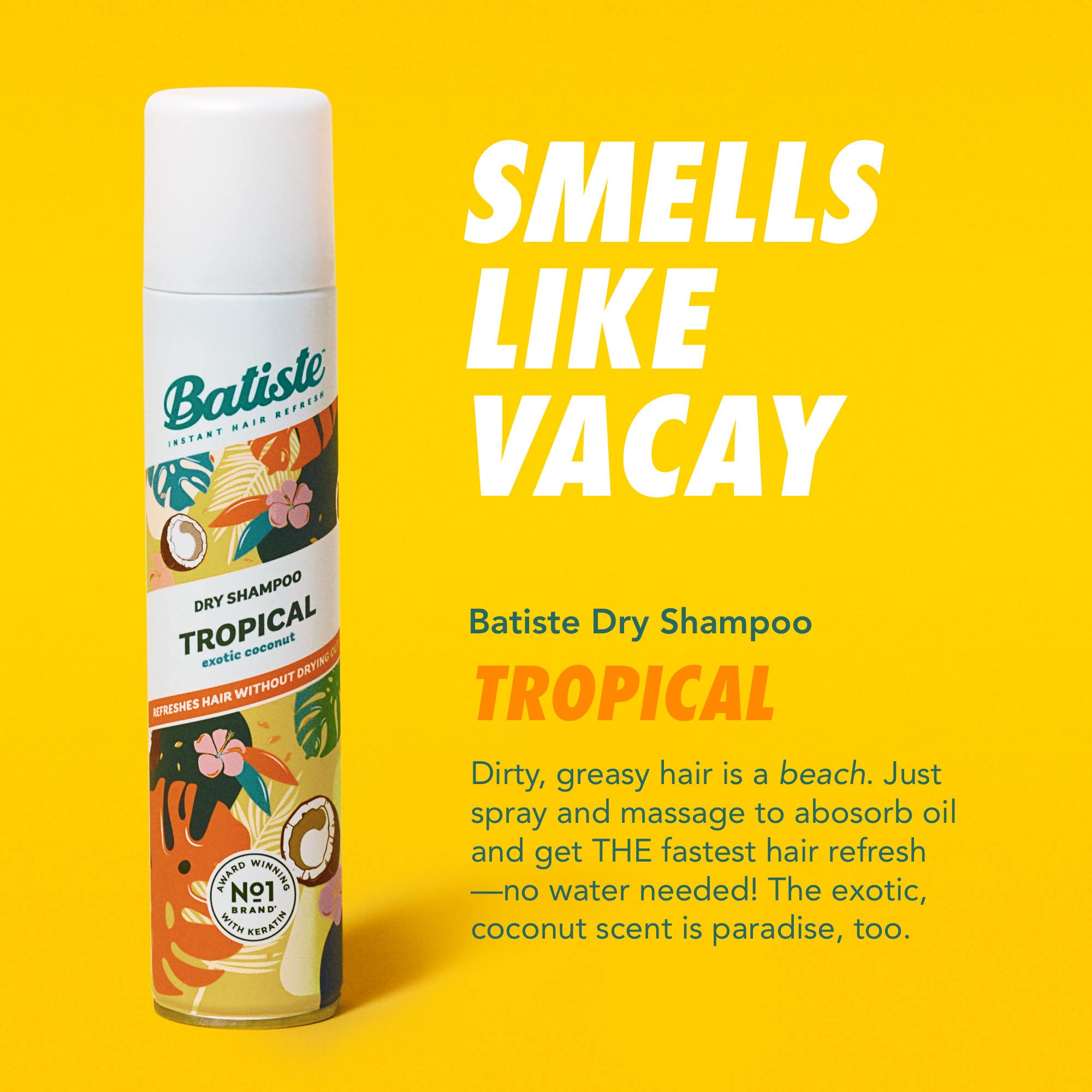 Batiste Dry Shampoo, Tropical, 6.73 Ounce (Packaging May Vary)