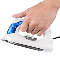Travel Iron Portable Steam Iron for Clothes Handheld Steamer Mini Iron Non-Stick Sole Plate Dry Ironing and Steam Ironing Fast Heated up Detachable Water Tank Blue