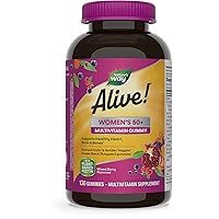 Alive! Women’s 50+ Daily Gummy Multivitamin, Supports Heart, Brain & Bones, Mixed Berry Flavored, 130 Gummies