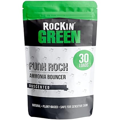 Rockin' Green Funk Rock Ammonia Bouncer (30 Loads), Plant based, All Natural Laundry Detergent Powder, Vegan and Biodegradable Odor Fighter, Safe for Sensitive Skin, 16 oz.