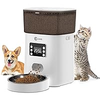 Automatic Cat Feeders, 4L Cat Food Dispenser Up to 20 Portions 6 Meals Per Day, Pet Dry Food Dispenser with Distribution Alarms for Small Medium Cats Dogs, White