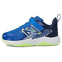New Balance Kids Rave Run V2 Bungee Lace with Top Strap Shoe, Team Royal/Blue Oasis/Bleached Lime Glo, 8.5 US Unisex Toddler