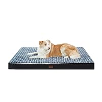 Dog Bed Mats for Large Big Dog - Orthopedic Dog Pet Durable Crate Bed Mattress of Thick Egg Foam Crate, Rose Plush Washable Cover, Waterproof Lining and Non-Slip Bottom (XL(42''x30''x4''), Black Side)